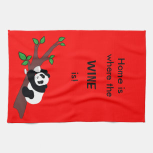 Lustiger Weinkonsum-Panda-Bär im Baum Geschirrtuch