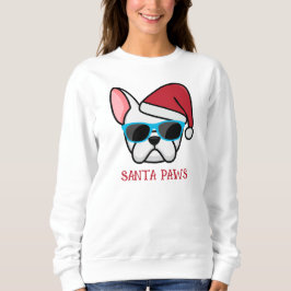 Lustiger weißer Franzose Santa Paws Weihnachten Sweatshirt