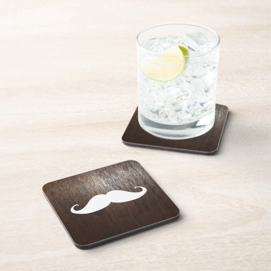 Lustiger weißer Schnurrbart auf Getränkeuntersetzer (Rechte Seite)