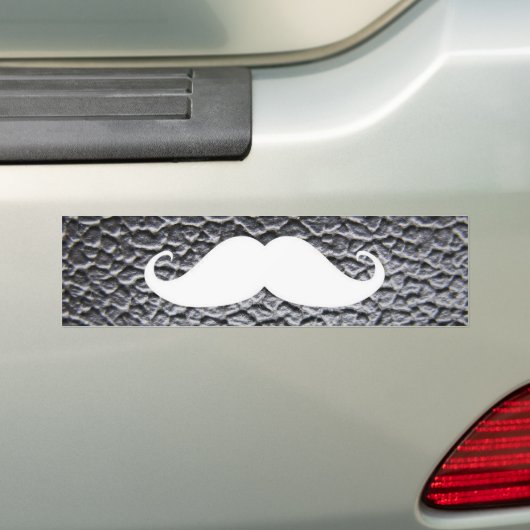 Lustiger weißer Schnurrbart auf schwarzem ledernem Autoaufkleber (Auf Auto)