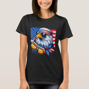Lustiger Weißkopfseeadler Hotdog Amerikanische Fla T-Shirt