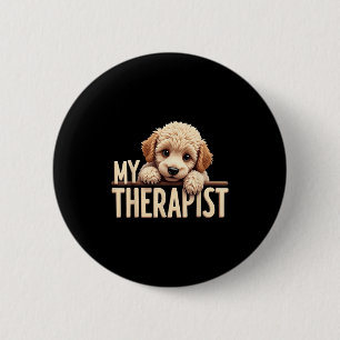 Lustiger Welpe Mein Therapeut Pudel Hund Button