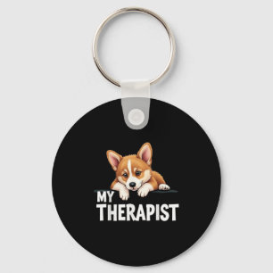 Lustiger Welpe Mein Therapeut Welsh Corgi Hund Schlüsselanhänger