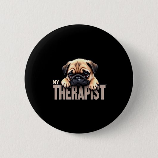 Lustiger Welpe mein Therast Pug Hund Button (Vorderseite)