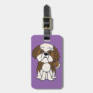 Lustiger Welpen-HundeCartoon Shih Tzu Gepäckanhänger