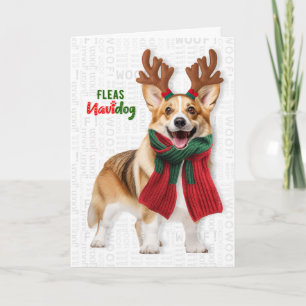Lustiger Welsh Corgi Hund Flöhe Navidog Weihnachte Feiertagskarte