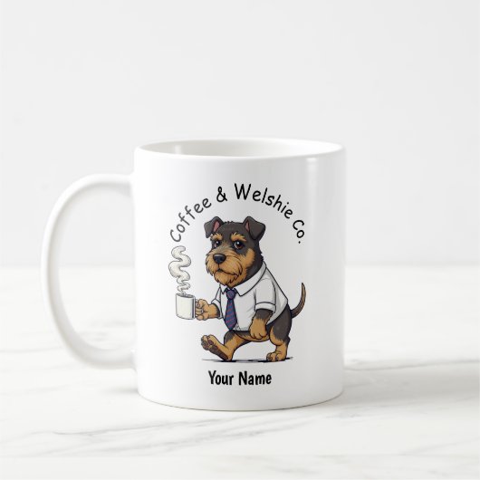 Lustiger Welsh Terrier Hund Geschäftsanzug Kaffee Kaffeetasse (Links)