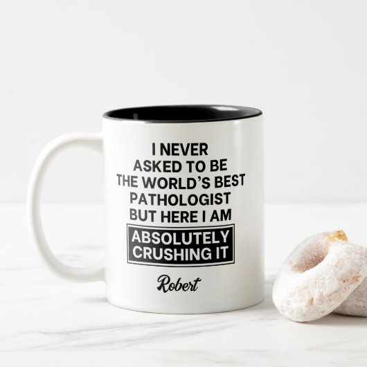 Lustiger Weltbester Pathologe Zweifarbige Tasse (Mit Donut)