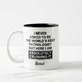 Lustiger Weltbester Pathologe Zweifarbige Tasse (Links)