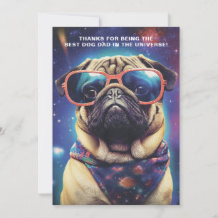 Lustiger Weltraum-Mops mit Sonnenbrille zum Vatert Feiertagskarte