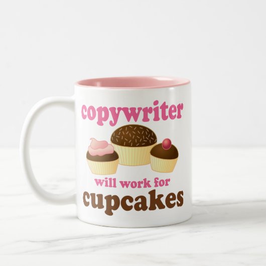 Lustiger Werbetexter Zweifarbige Tasse (Links)