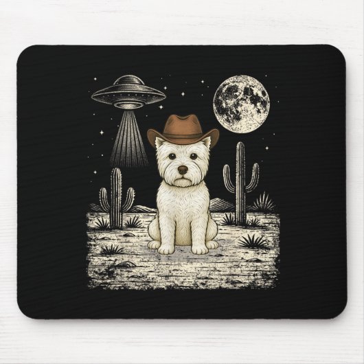 Lustiger West Highland White Terrier Cowboy Wester Mousepad (Vorne)