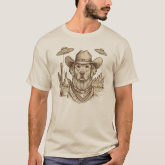 Lustiger Western Außerirdischer UFO Hund T-Shirt