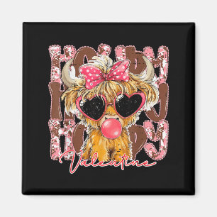 Lustiger Western Howdy Valentine Highland Kuh Bow  Magnet