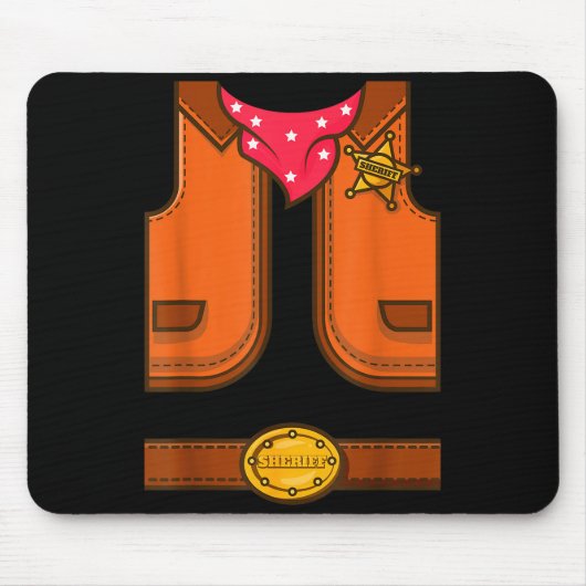 Lustiger Western Sheriff Halloween Cowboy Weste Ei Mousepad (Vorne)
