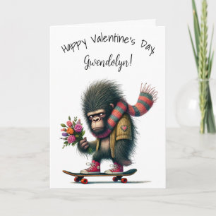 Lustiger Whimsical Gorilla Frohen Valentinstag Karte