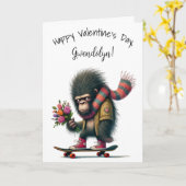 Lustiger Whimsical Gorilla Frohen Valentinstag Karte (Gelbe Blume)