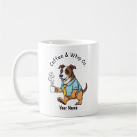 Lustiger Whippet-Hund im Geschäftsanzug Kaffee