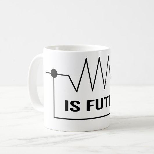 Lustiger "Widerstand ist vergebliche" elektrische Kaffeetasse (Vorderseite Links)