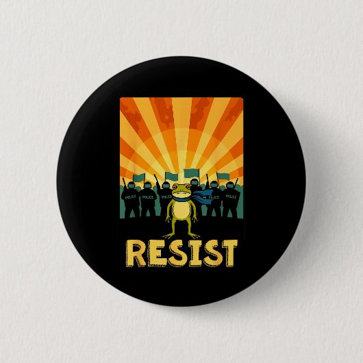 Lustiger Widerstand Portland Frosch Protest Button (Vorderseite)