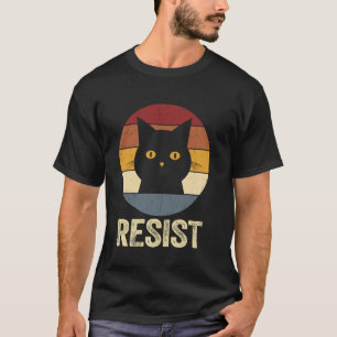 Lustiger Widerstands-Shirt Retro-Katze Widerstehen T-Shirt