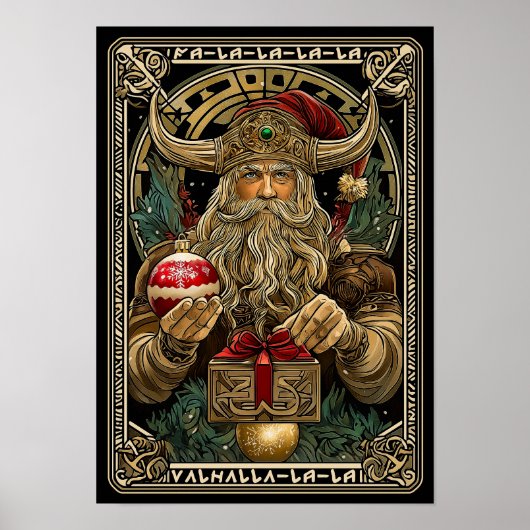 Lustiger Wikinger Weihnachtsmann Valhalla Weihnach Poster (Vorne)