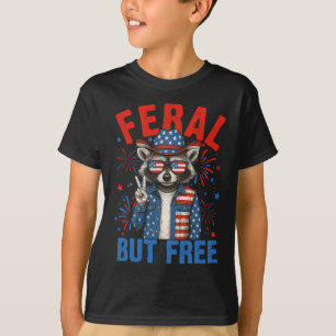 Lustiger Wilder Aber Freier Usa Waschbär 4. Juli M T-Shirt