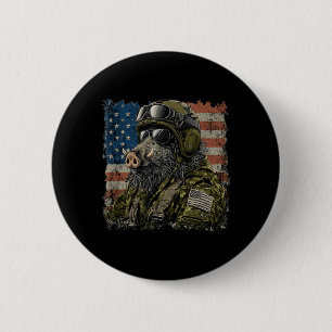 Lustiger wilder Eber Soldat für Militärfans Button