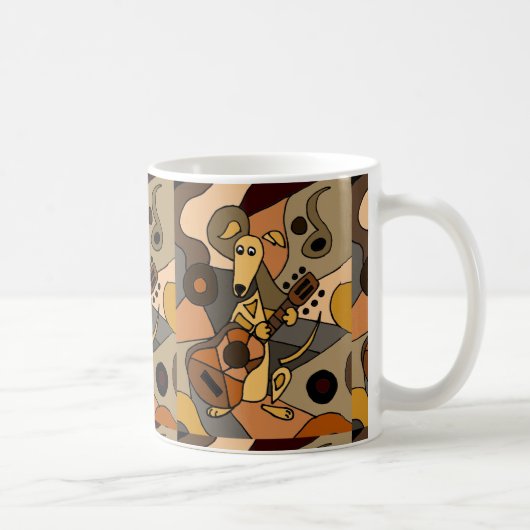 Lustiger Windhund-Hund, der die Gitarre abstrakt Kaffeetasse (Rechts)