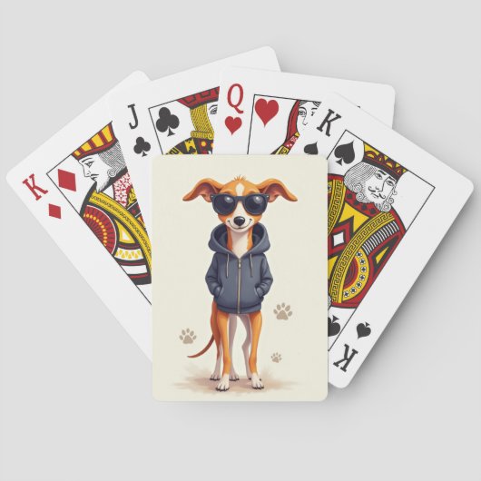 Lustiger Windhund Kawaii Hund Spielkarten (Rückseite)