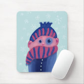 Lustiger Wintercharakter mit Hut und Schal Mousepad (Mit Mouse)