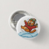 Lustiger Winterkatze-Rutschbutton Button (Vorne & Hinten)