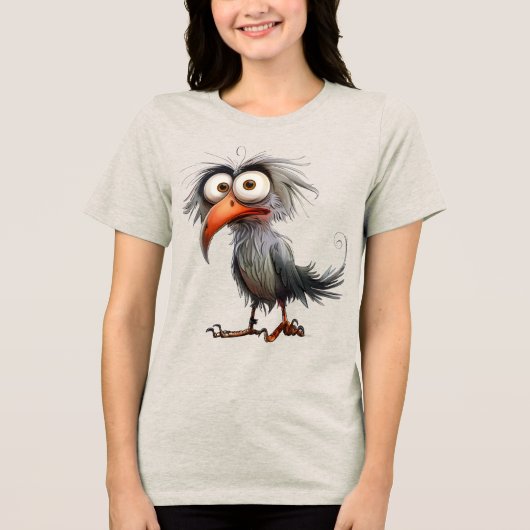 Lustiger wunderlicher Vogel Tri-Blend Shirt (Vorderseite)