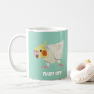 Lustiger wütender Lutino Cockatiel Fluff Off Haust Kaffeetasse