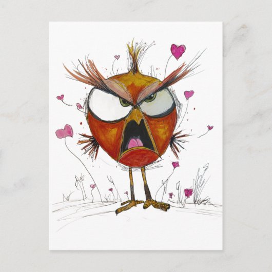 Lustiger wütender Vogel Postkarte (Vorderseite)