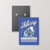 Lustiger Yeti - Frohe Weihnachten Button (Vorderseite/Rückseite)