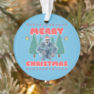 Lustiger Yeti - Frohe Weihnachten Ornament