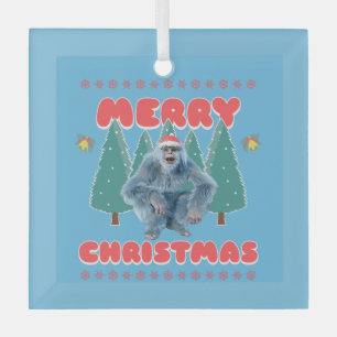 Lustiger Yeti - Frohe Weihnachten Ornament Aus Glas