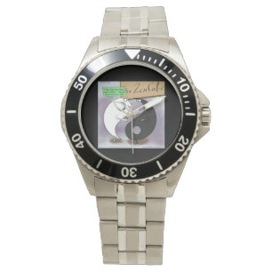 Lustiger Yin trifft Yang Rick London schaut zu Armbanduhr