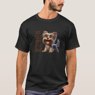 Lustiger Yorkie-Hund sagt Hallo Yorkshire-Design-S T-Shirt
