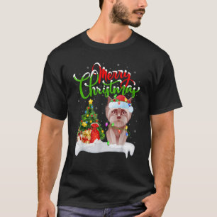 Lustiger Yorkie-Hunde-Liebhaber Weihnachtsbeleucht T-Shirt