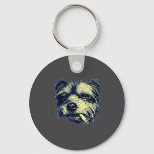 Lustiger Yorkie-Meme: Vintage-Hund raucht Zigarett Schlüsselanhänger