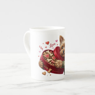 Lustiger Yorkie-Valentinsgruß-Becher Süßes Yorki Porzellantasse