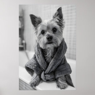 Lustiger Yorkshire Terrier Bademantel Druck, Badez Poster