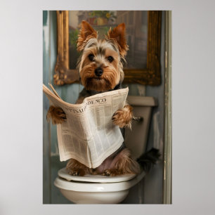 Lustiger Yorkshire Terrier Badezimmerdruck, Hund Poster