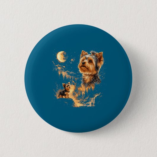 Lustiger Yorkshire Terrier heult Mond Vintage Button (Vorderseite)