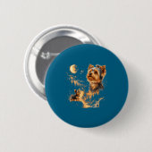 Lustiger Yorkshire Terrier heult Mond Vintage Button (Vorne & Hinten)