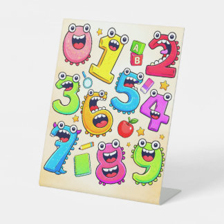 Lustiger Zahlen-Tag Cartoon Zahlen Design Sockelschild