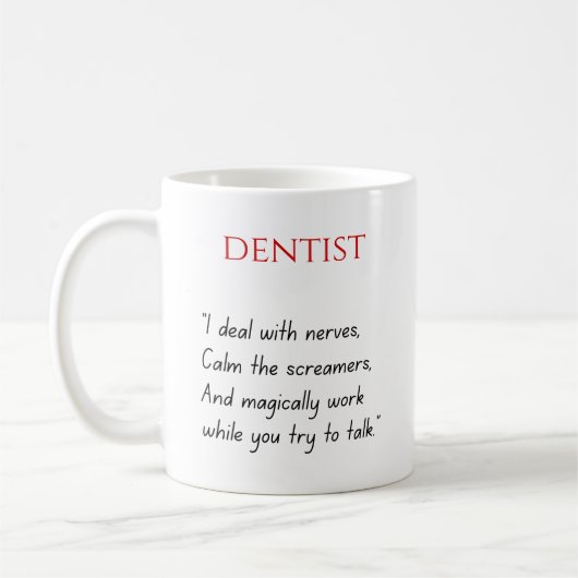 Lustiger Zahnarzt-Becher Kaffeetasse (Links)