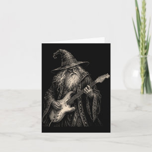 Lustiger Zauberer spielt E-Gitarre Rockmusik Karte